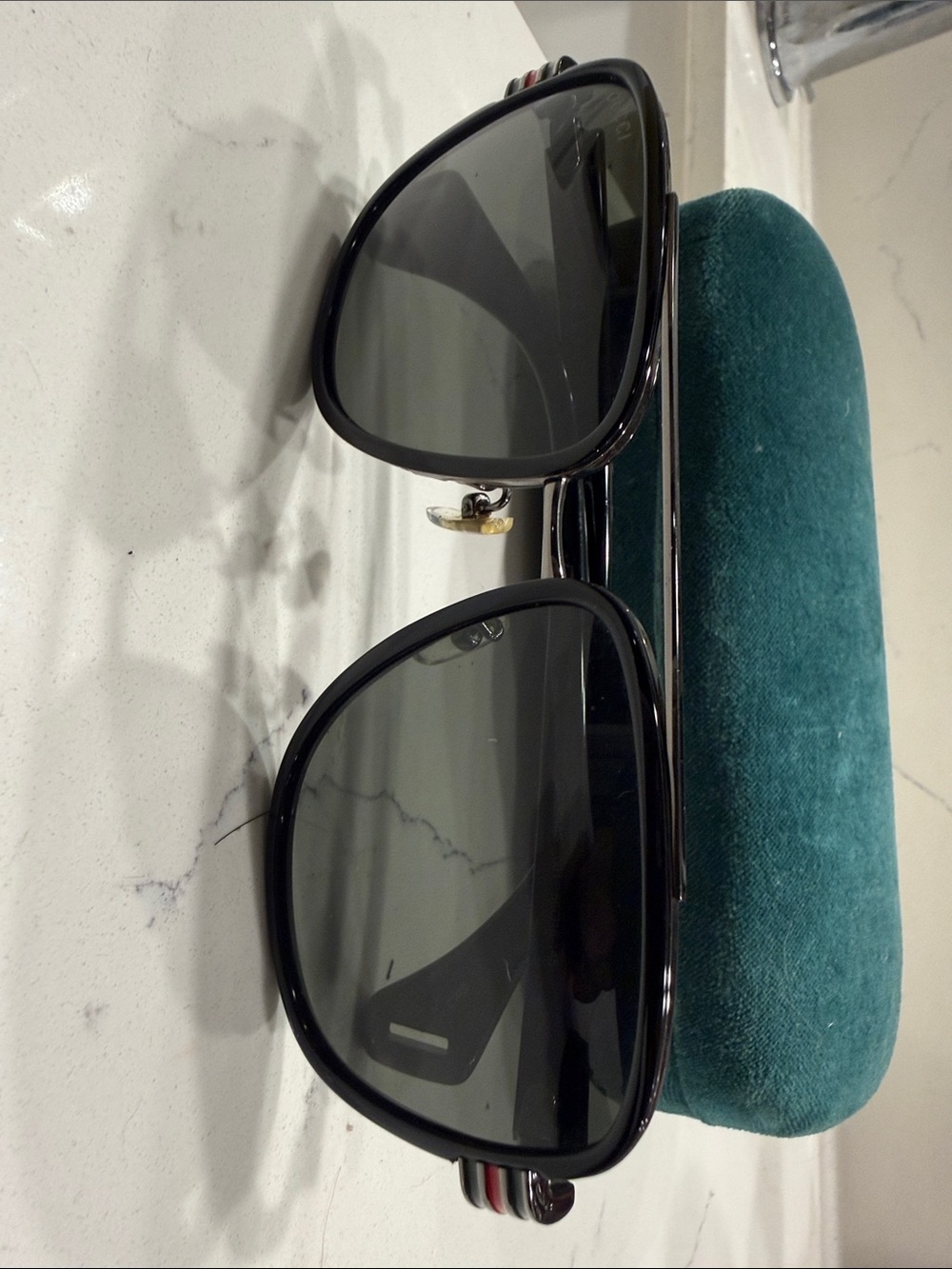 Gucci Black and Gold Women's Sunglasses with Dark Lenses